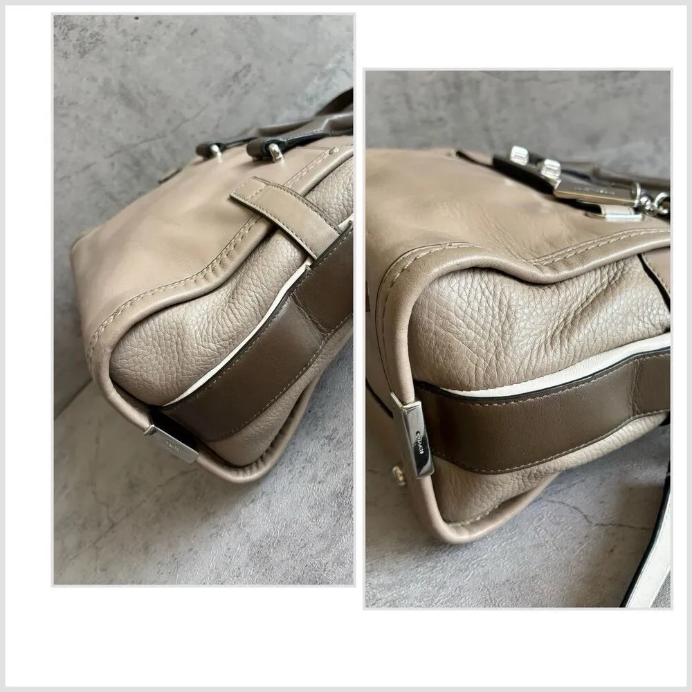 Coach Swagger 27 Carryall Two Tone Leather top-handle Satchel Crossbody bag EUC